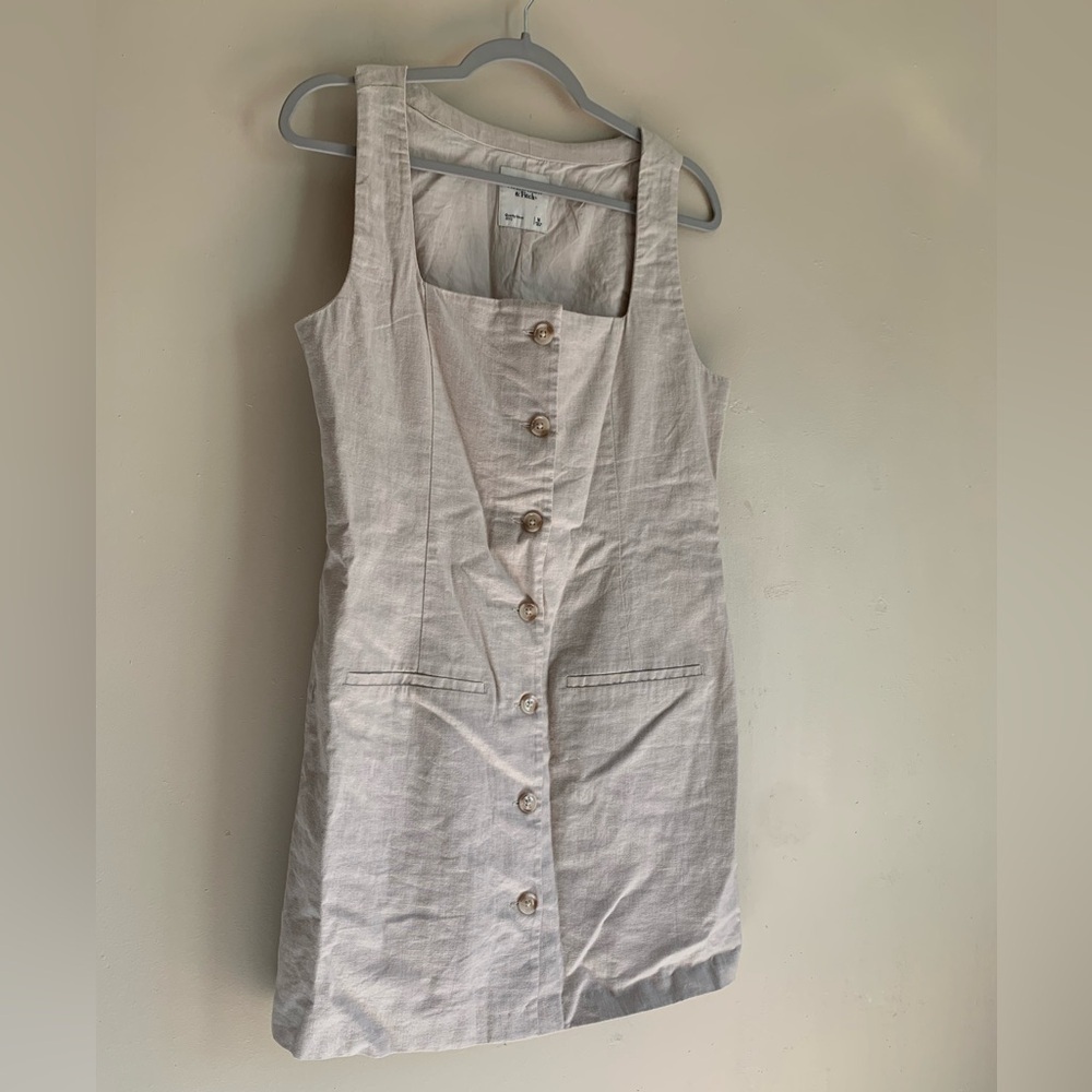 NWOT Abercrombie & Fitch Linen Cotton Dress Casual Cream Beige Women Size M